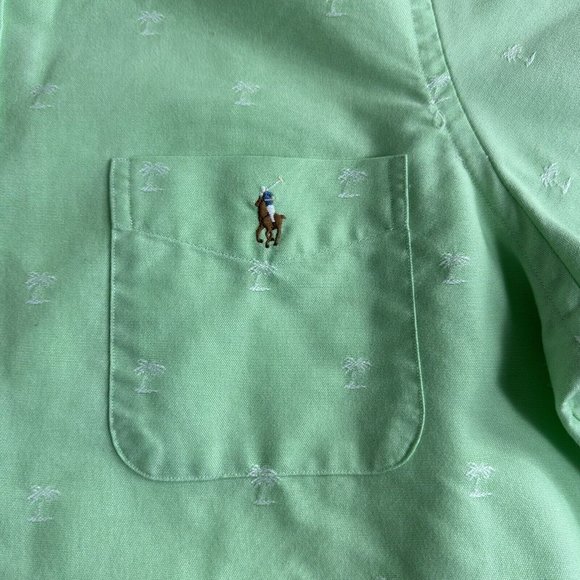 Polo Ralph Lauren Classic Fit Palm Tree Button‎ Down Shirt Men Size Large Green - Picture 3 of 10